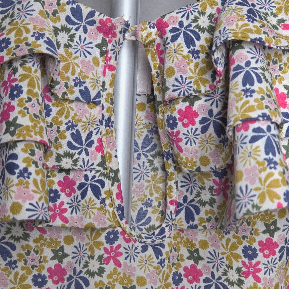 Liberty London for Target Floral Blouse Womens Size Small Ruffle Sleeveless Top